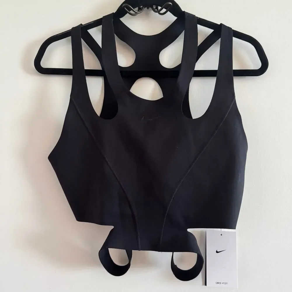 New Nike FutureMove Light-Support Non-Padded Strappy Sports Bra Black Sz L